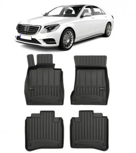 Mercedes Clasa S W222, Sedan, Din 07.2013 - 11.2020 , Set Covorase Auto Tip Tavita Premium 3D, din cauciuc accesorii pentru autoturismul tau - masina v171929