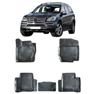 Mercedes GL X164 2006-2013 Set 5 covorase auto din cauciuc tip tavita premium line 3D accesorii pentru autoturismul tau - masina v241685
