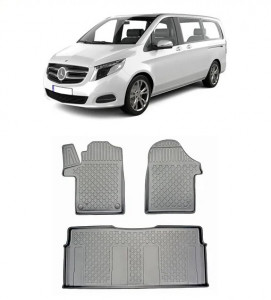 Mercedes V Klasse, W447 Din 06.2014 - Prezent , Set Covorase Auto Tip Tavita Premium 3D, din cauciuc accesorii pentru autoturismul tau - masina v169539