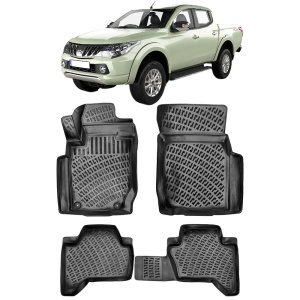 Mitsubishi L200 2015-2019 Set 4 covorase auto din cauciuc tip tavita premium line 3D - Transport Gratuit! accesorii pentru autoturismul tau - masina v48717