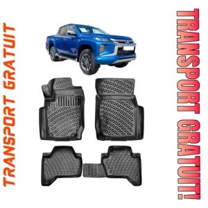Mitsubishi L200 2019-2022 Set 4 covorase auto din cauciuc tip tavita premium line 3D