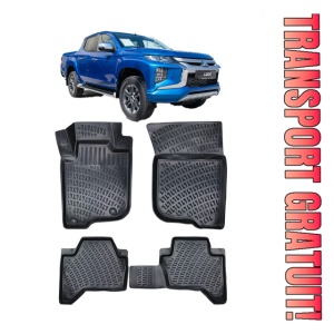 Mitsubishi L200 2019 - Prezent Set 4 covorase auto din cauciuc tip tavita premium line 3D
