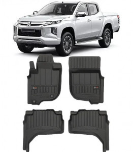 Mitsubishi L200, Pick-Up, Din 2019 - Prezent, Facelift , Set Covorase Auto Tip Tavita Premium 3D, din cauciuc accesorii pentru autoturismul tau - masina v171536