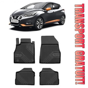 Nissan Micra K14 Din 03.2017 - Prezent, Hatchback , Set Covorase Auto Tip Tavita Premium 3D, din cauciuc