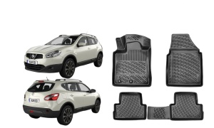Nissan Qashqai I (J10) 2006-2013 Set 4 covorase auto din cauciuc tip tavita premium line 3D - Img 2