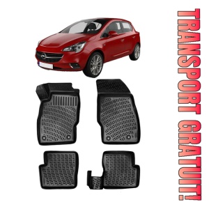 Opel Corsa E 2014-2019 Set 4 covorase auto din cauciuc tip tavita premium line 3D