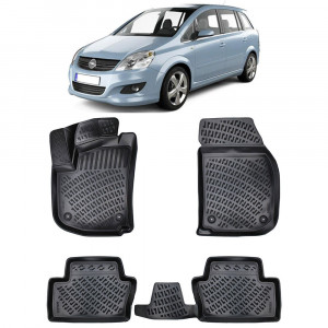 Opel Zafira B 2005-2014 Set 4 covorase auto din cauciuc tip tavita premium line 3D accesorii pentru autoturismul tau - masina v242309