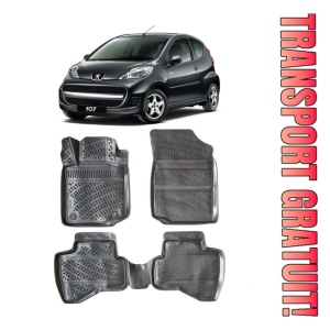 Peugeot 107 2005-2014 Set 4 covorase auto din cauciuc tip tavita premium line 3D