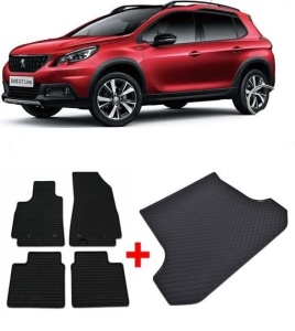 Peugeot 2008 I Suv din 04.2013 - 12.2019 *4, Set Covorase + tavita portbagaj auto - Img 2