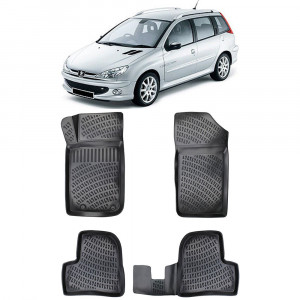 Peugeot 206 Set 4 covorase auto din cauciuc tip tavita premium line 3D accesorii pentru autoturismul tau - masina v241722