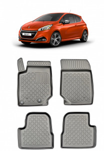 Peugeot 208 II, Hatchback, Din 06.2019 - Prezent , Set Covorase Auto Tip Tavita Premium 3D, din cauciuc accesorii pentru autoturismul tau - masina v174384