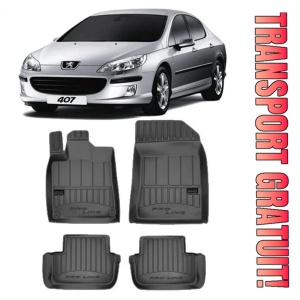 Peugeot 407, Sedan, Din 2004 - 12.2010 , Set Covorase Auto Tip Tavita Premium 3D, din cauciuc