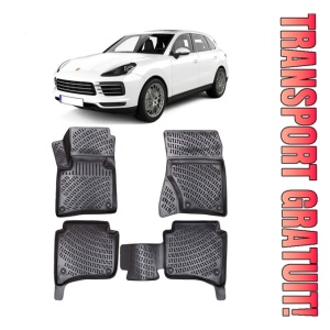 Porsche Cayenne II 2011-2017 Set 4 covorase auto din cauciuc tip tavita premium line 3D