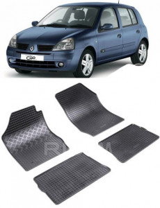 Renault Clio II, Hatchback, fabricat din 1998 - 08.2005, set covorase auto dedicate, din cauciuc 100% Premium accesorii pentru autoturismul tau - masina v157451