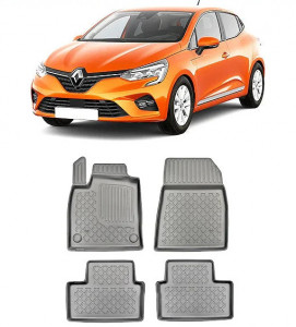 Renault Clio V, Hatchback, Din 09.2019 - Prezent , Set Covorase Auto Tip Tavita Premium 3D, din cauciuc accesorii pentru autoturismul tau - masina v172688