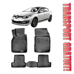Renault Megane 3 hatckback 2008-2016 Set 4 covorase auto din cauciuc tip tavita premium line 3D