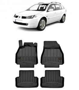 Renault Megane II, Hatchback, Din 10.2002 - 10.2008 , Set Covorase Auto Tip Tavita Premium 3D, din cauciuc accesorii pentru autoturismul tau - masina v173944