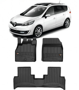 Renault Scenic III, Van, Din 04.2009 - 11.2016 , Set Covorase Auto Tip Tavita Premium 3D, din cauciuc accesorii pentru autoturismul tau - masina v170236