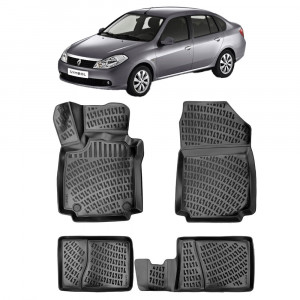 Renault Symbol II 2008-2013 Set 4 covorase auto din cauciuc tip tavita premium line 3D accesorii pentru autoturismul tau - masina v241643