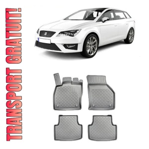 Seat Leon E-Hybrid, Combi, Din 2020 - Prezent , Set Covorase Auto Tip Tavita Premium 3D, din cauciuc