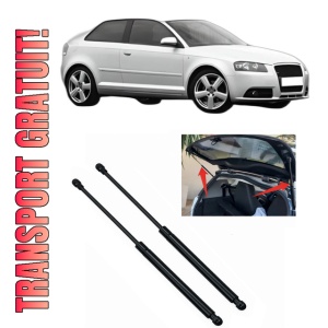 Set 2 amortizoare portbagaj haion AUDI A3 (8P1) din 2003-2012, 2 bucati, MAGNUM TECHNOLOGY, 4 stickere auto AUDI