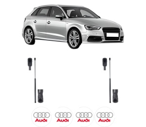 Set 2 amortizoare portbagaj haion AUDI A3 Sportback (8VA, 8VF) din 2012-2020, 2 bucati, MAGNUM TECHNOLOGY, 4 stickere auto AUDI v5383