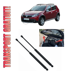 Set 2 amortizoare portbagaj haion DACIA SANDERO din 2008-2013, 2 bucati, MAGNUM TECHNOLOGY, 4 stickere auto DACIA