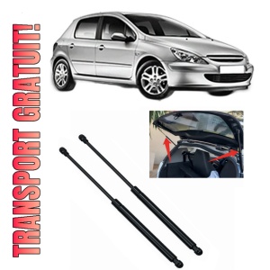 Set 2 amortizoare portbagaj haion PEUGEOT 307 (3A/C) din 2000-2011, 2 bucati, MAGNUM TECHNOLOGY, 4 stickere auto PEUGEOT