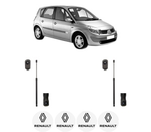 Set 2 amortizoare portbagaj haion RENAULT SCENIC II (JM0/1_) din 2003-2009, 2 bucati, MAGNUM TECHNOLOGY, 4 stickere auto RENAULT v6403