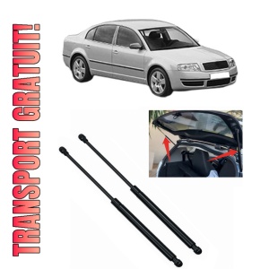 Set 2 amortizoare portbagaj haion SKODA SUPERB I (3U4) din 2001-2008, 2 bucati, MAGNUM TECHNOLOGY, 4 stickere auto SKODA