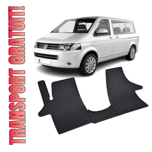 Set 3 covorase Volkswagen T5 Transporter/Caravelle/Multivan 3 Locuri 2003-2015, din cauciuc 100%, compatibile cu autoturismul Volkswagen T5