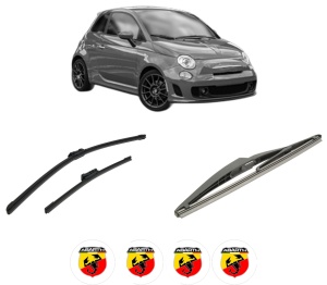 Set 3 stergatoare ABARTH 500 / 595 / 695 din 2008-2016, pentru parbriz si luneta fata si spate auto, Bosch Twin-Aerotwin, din cauciuc siliconat rezistent, 4 Stickere Auto ABARTH - Img 2