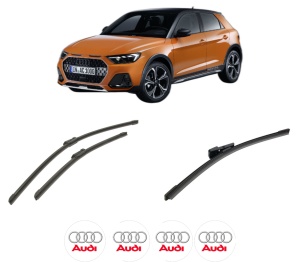 Set 3 stergatoare AUDI A1 City Carver (GBH) din 2019-2022, pentru parbriz si luneta fata si spate auto, Bosch Aerotwin-Aerotwin, din cauciuc siliconat rezistent, 4 Stickere Auto AUDI - Img 2
