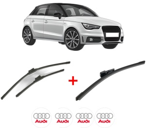 Set 3 stergatoare AUDI A1 Sportback (8XA, 8XF) din 2011 - 2018, pentru parbriz si luneta fata si spate auto, Bosch Aerotwin, din cauciuc siliconat rezistent, 4 Stickere Auto AUDI v6221
