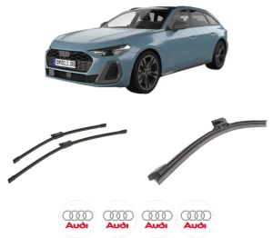 Set 3 stergatoare AUDI A5 Avant (FU5) din 2024, pentru parbriz si luneta fata si spate auto, Bosch Aerotwin-Aerotwin, din cauciuc siliconat rezistent, 4 Stickere Auto AUDI - Img 2