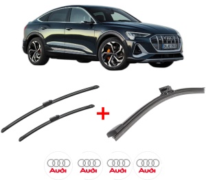 Set 3 stergatoare AUDI E-TRON Sportback (GEA) din 2019, pentru parbriz si luneta fata si spate auto, Bosch Aerotwin, din cauciuc siliconat rezistent, 4 Stickere Auto AUDI v5561