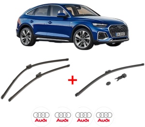 Set 3 stergatoare AUDI Q5 Sportback (FYT) din 2020, pentru parbriz si luneta fata si spate auto, Valeo HydroConnect, din cauciuc siliconat rezistent, 4 Stickere Auto AUDI v12635