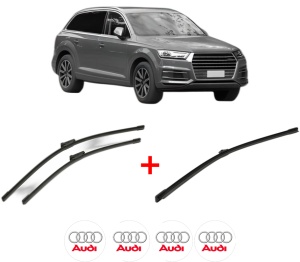 Set 3 stergatoare AUDI Q7 Van (4MB, 4MG) din 2015 - 2019, pentru parbriz si luneta fata si spate auto, Bosch Aerotwin, din cauciuc siliconat rezistent, 4 Stickere Auto AUDI v5321