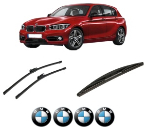 Set 3 stergatoare BMW Seria 1 (F20) din 2011-2019, pentru parbriz si luneta fata si spate auto, Bosch Twin-Aerotwin, din cauciuc siliconat rezistent, 4 Stickere Auto BMW - Img 2