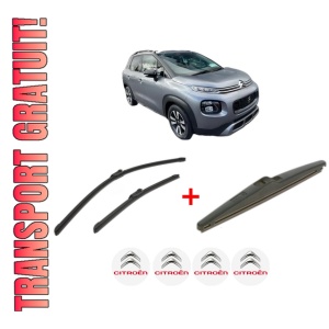 Set 3 stergatoare CITROEN C3 AIRCROSS II Van (2C_, 2R_) din 2019, pentru parbriz si luneta fata si spate auto, Bosch Twin, din cauciuc siliconat rezistent, 4 Stickere Auto CITROEN