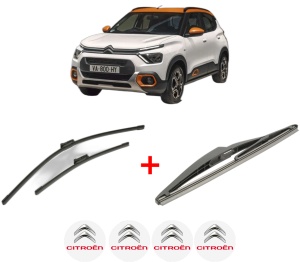 Set 3 stergatoare CITROEN C3 ORIGIN III (SX) din 2024, pentru parbriz si luneta fata si spate auto, Bosch Twin, din cauciuc siliconat rezistent, 4 Stickere Auto CITROEN v7601