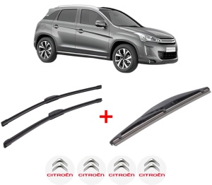 Set 3 stergatoare CITROEN C4 AIRCROSS din 2012, pentru parbriz si luneta fata si spate auto, Bosch Twin, din cauciuc siliconat rezistent, 4 Stickere Auto CITROEN v4486
