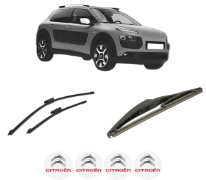 Set 3 stergatoare CITROEN C4 CACTUS din 2014-2018, pentru parbriz si luneta fata si spate auto, Bosch Twin-Aerotwin, din cauciuc siliconat rezistent, 4 Stickere Auto CITROEN - Img 2