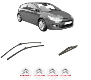 Set 3 stergatoare CITROEN C4 Coupe (LA_) din 2004-2011, pentru parbriz si luneta fata si spate auto, Bosch Twin-Aerotwin, din cauciuc siliconat rezistent, 4 Stickere Auto CITROEN - Img 2