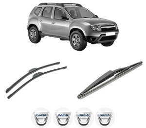 Set 3 stergatoare DACIA DUSTER (HS_) din 2010-2018, pentru parbriz si luneta fata si spate auto, Bosch Twin-Aerotwin Retrofit, din cauciuc siliconat rezistent, 4 Stickere Auto DACIA - Img 2
