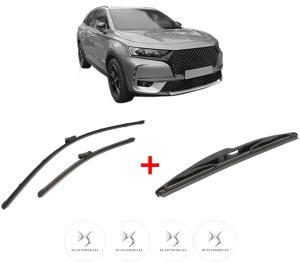 Set 3 stergatoare DS DS 7 Crossback (J4_, JR_, JC_) din 2017 - 2022, pentru parbriz si luneta fata si spate auto, Valeo Silencio, din cauciuc siliconat rezistent, 4 Stickere Auto DS v12395