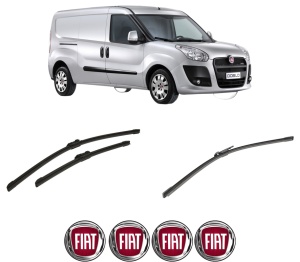 Set 3 stergatoare FIAT DOBLO Bus (263_) din 2010-2023, pentru parbriz si luneta fata si spate auto, Bosch Aerotwin-Aerotwin, din cauciuc siliconat rezistent, 4 Stickere Auto FIAT - Img 2