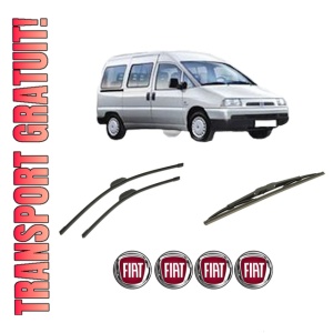 Set 3 stergatoare FIAT SCUDO Bus (270_, 272_) din 2007-2016, pentru parbriz si luneta fata si spate auto, Bosch Twin-Aerotwin Retrofit, din cauciuc siliconat rezistent, 4 Stickere Auto FIAT