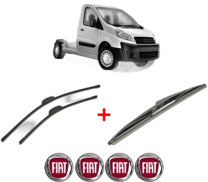 Set 3 stergatoare FIAT SCUDO Platform/Chassis (270_, 272_) din 2007 - 2016, pentru parbriz si luneta fata si spate auto, Bosch Twin, din cauciuc siliconat rezistent, 4 Stickere Auto FIAT v8261