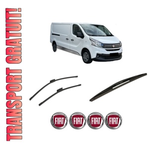 Set 3 stergatoare FIAT TALENTO Van (296_) din 2016-2019, pentru parbriz si luneta fata si spate auto, Bosch Twin-Aerotwin Multi, din cauciuc siliconat rezistent, 4 Stickere Auto FIAT